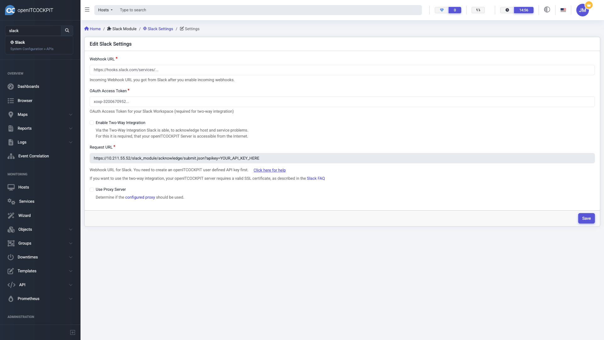 Two-way integration of Slack